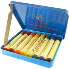 Beeswax Stick Crayons in Storage Tin, Set of 8 Colors, Waldorf Assortment