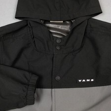 Vans Hooded Snap Front Jacket Black Gray Logo Sleeve Size Kids M