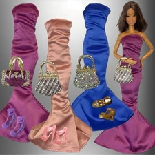 Eledoll Clothes Fashion Pack for 12 inch Doll 3 Pk Satin Dress Set