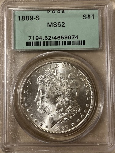 1889-S Morgan Silver Dollar Coin PCGS MS 62 ** Old Green Label!