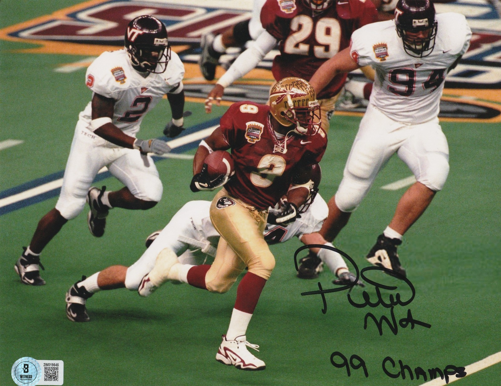 PETER WARRICK FLORIDA STATE SEMINOLES 99 CHAMPS BECKETT AUTHENTIC SIGNED 8x10 