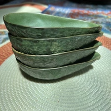 Vintage Lot Of 4 Ceramic Avocado Guacamole Small Individual Serving Bowls