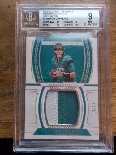 2022 Trevor Lawrence National Treasures  Treasured Patches  Holo Silver  14 /25