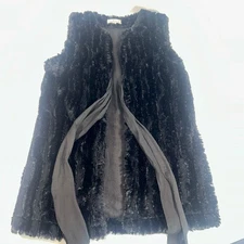 Cousin Earl Vest Women's Size Small Black Faux Fur Soft Cozy Chic Layering