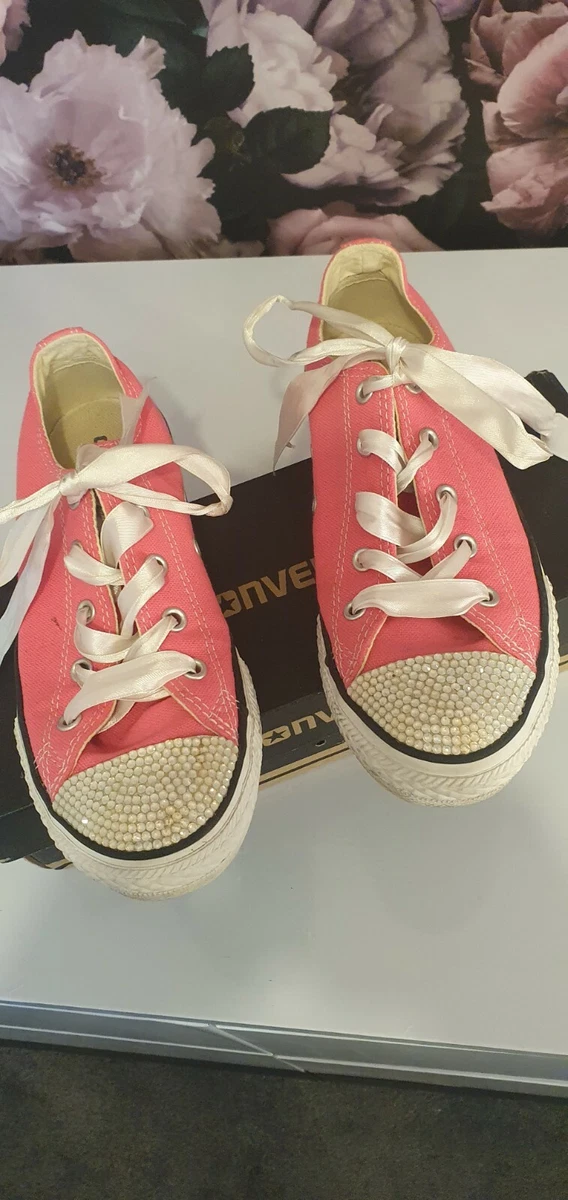 Customised pink converse size 2 eBay