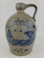 Rowe Pottery Works 1992 Salt Glazed 8" Jug Crock Ripley Park Beach Cambridge WI