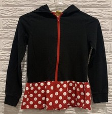 Disney Minnie Mouse Hooded Zip-Up Sweatshirt w/Ears, Black, Youth Girl s L 10/12
