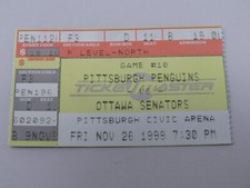 November 26, 1999 Pittsburgh Penguins Senators Hockey Ticket Stub Jagr Hat Trick