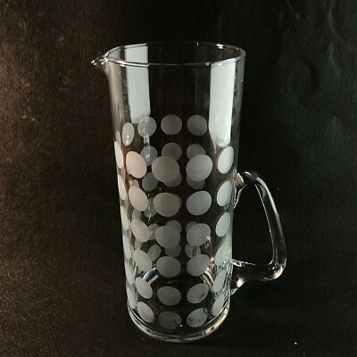 INGRID 60er 70er Karaffe Glas Kanne 21 cm Punkte satiniert Vintage - Bild 1 von 3
