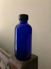 Glass Cobalt Blue Bottle with Phenolic Cap 4 oz Lot of 4