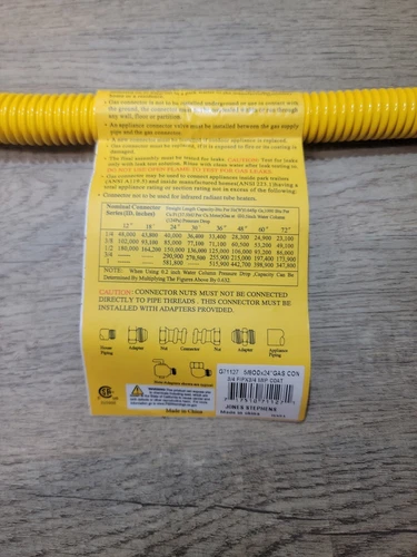 Jones Stephens 24" Stainless Steel Gas Connector with 3/4" and 3/4" Fittings - Picture 5 of 5