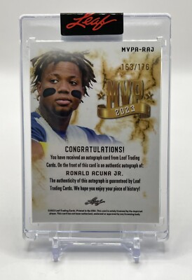 RONALD ACUNA JR AUTO MVP 2023 Leaf Exclusive # 163/176 Autograph 