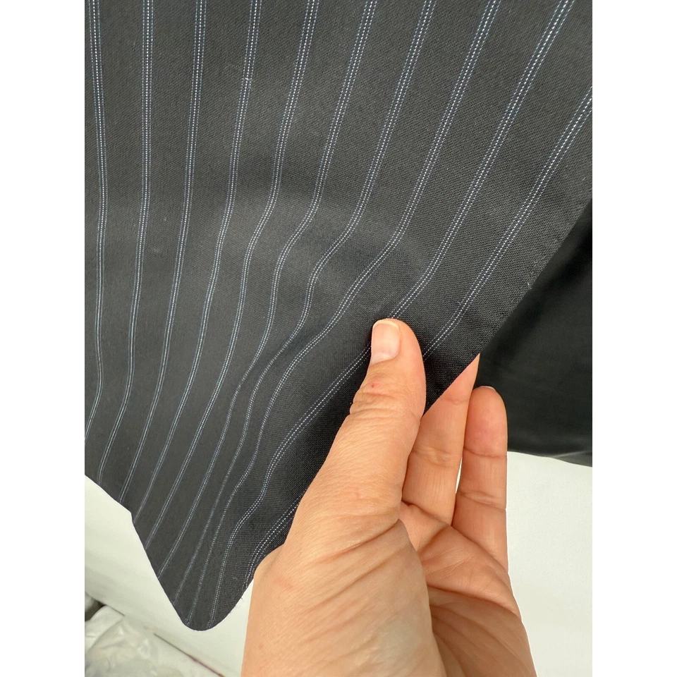 Corneliani Double Breasted Wool  Sports Coat Italy Black Blue Stripes  Mens 56L - Image 4 of 4