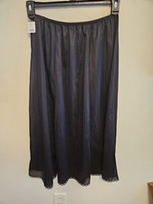 INNER IMAGE Vintage Silky Nylon Black Half Slip Skirt Lace Trim 14/16 New Tag