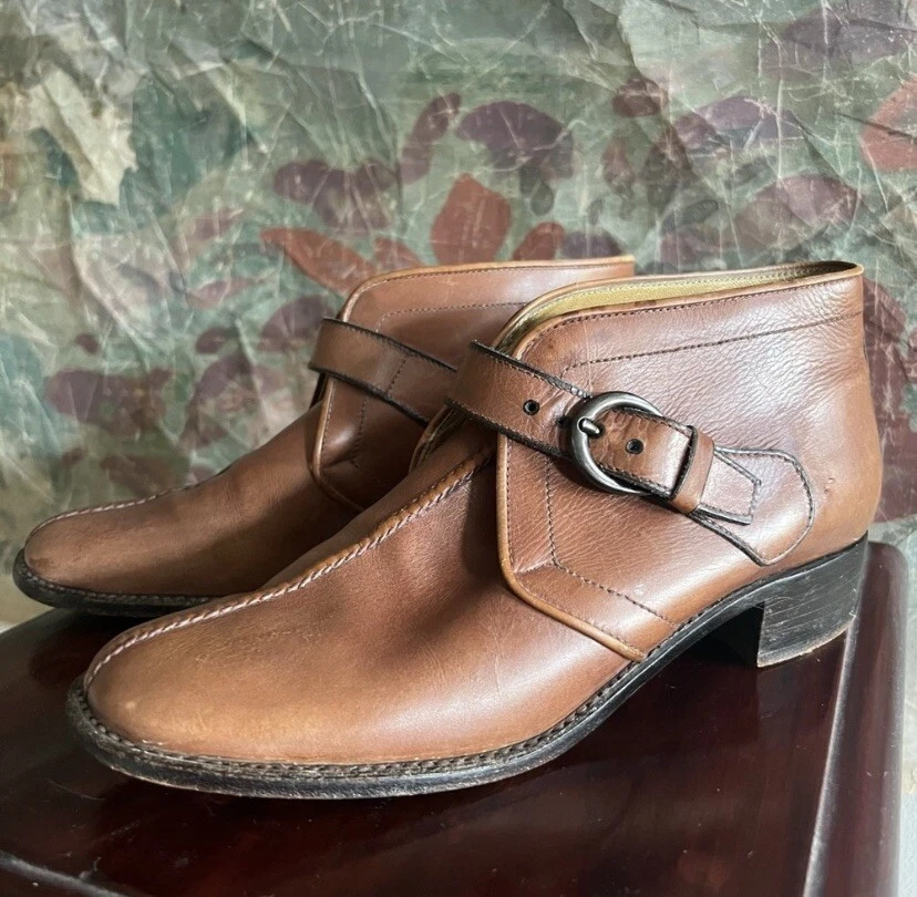 Bottes talon compensé années 1970 Gucci bottes boucle marron fabriquées en Italie 36,5 États Unis 6