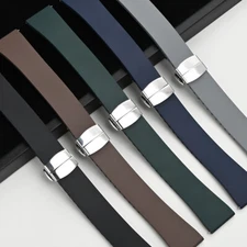 18 19 20 21 22mm FKM Rubber Watch Band Strap Dustproof Bracelet Butterfly Buckle