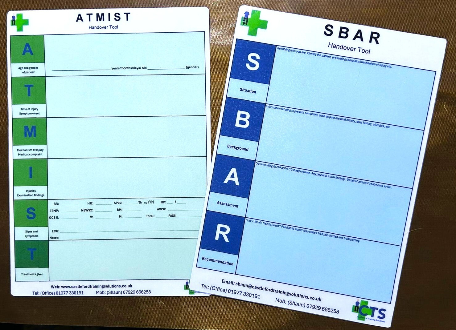 A5 ATMIST / SBAR Handover Tool Medical Card (Thick Laminated Card ...