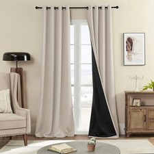 100 Blackout Curtains 2 Panels, Full Shade 108 Inches Long Complete Drapes