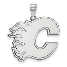 10k White Gold NHL LogoArt Calgary Flames Letter C Extra Large Pendant
