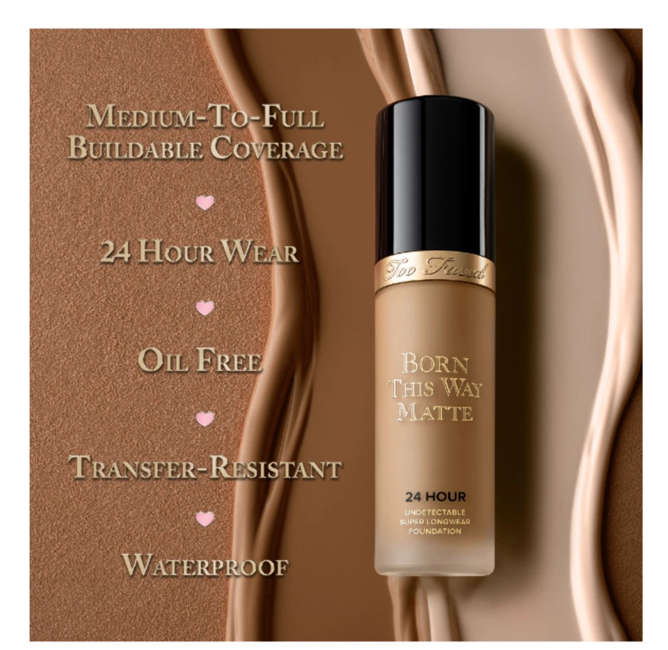 Too Faced Born This Way 24-Hour Matte  Liquid Foundation NEW SEALED Select Size - Image 2 of 4