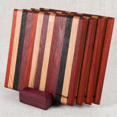 Handmade Exotic Wood Coasters Unique Square Coaster Set Custom Engraved Gift