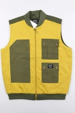 WESC CARGO PADDED UTILITY Vest Mens M Women’s L Hiking Green Yellow Full Zip