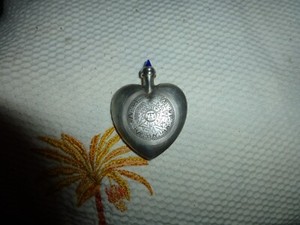 Mexico Sterling Silver Aztec Heart Shaped Chatelaine Perfume / Snuff Bottle