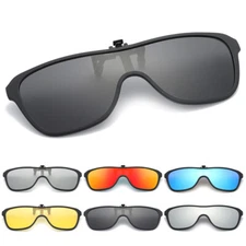 Polarized One Piece Clip On Sunglasses Over Prescription Glasses UV Protection