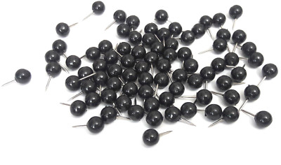 #ad NEW SET OF 80 EACH ROUND BLACK PUSH PINS 3 8quot; DIAMETER MAP $8.99