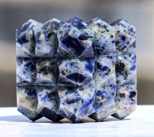 65MM Blue Sodalite Crystal 54 Pyramids Sodalite Gemstone Cube Healing 54 Pyramid - Picture 7 of 10