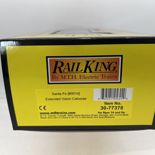 MTH RailKing 30-77378 Santa Fe Black Bonnet Ext. Vision Caboose New O #0014 Rare - Picture 18 of 18