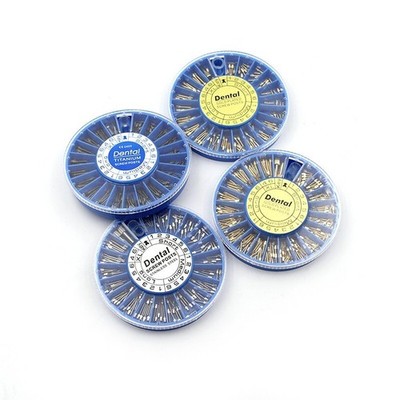 Dental Endo Root Canal Screw Post Kit Conical Refills Golden Titanium Steel Pins