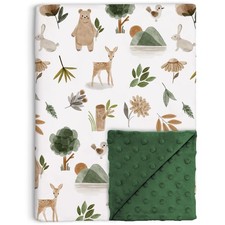 Woodland Baby Blanket for Girls Boys, Soft Double Layer Minky with Dotted Bac...