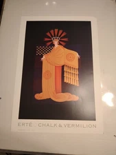 ERTE Tassel Gown 28" x 19.5" Poster 1993 Art Deco Black, Orange