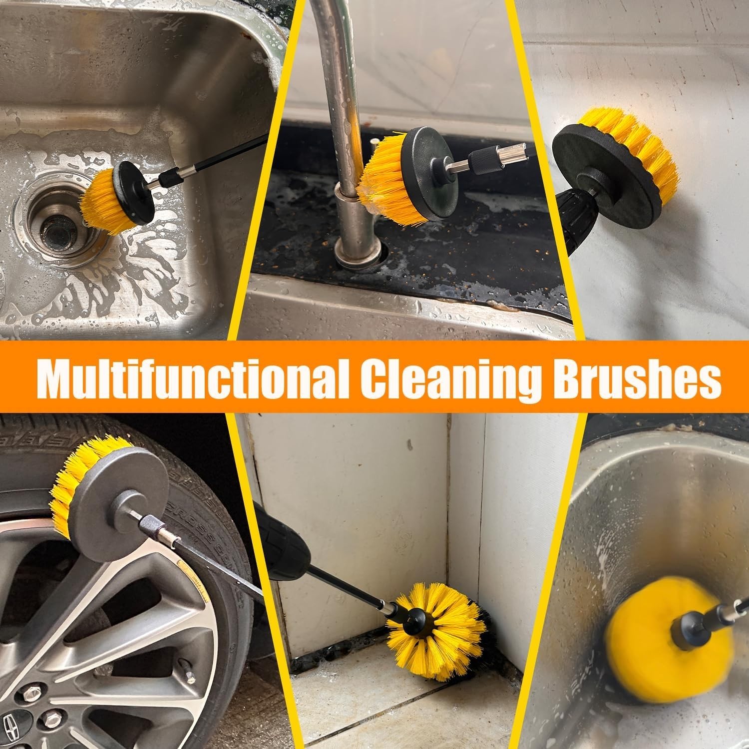 Drill Brush Attachment Set 4/7/9/10PCS Power Scrubber for Grout Tile Tub Shower