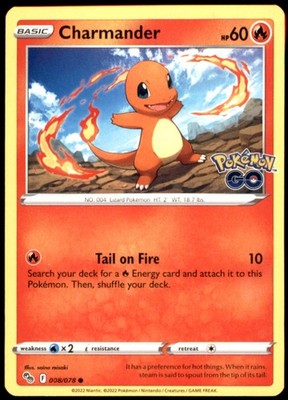 Charmander 008/078 Pokemon GO Common Regular LP Pokemon TCG