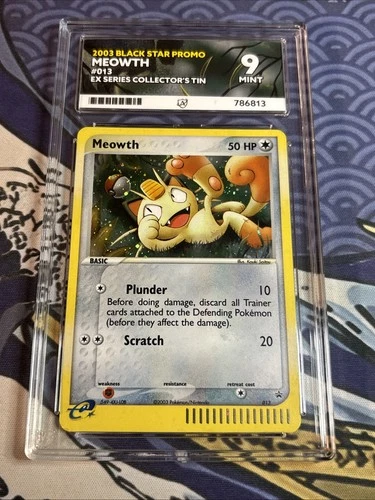 Pokemon TCG Meowth 013 Black Star Promo Vintage 2003 EX Series Ace 9 Mint
