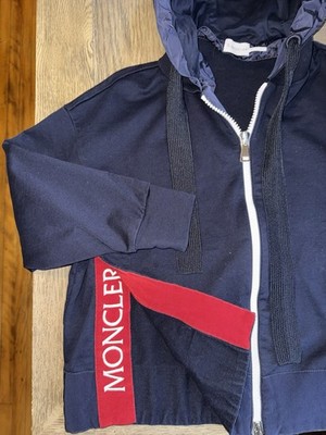 Moncler Maglia Cardigan Womens XS Full Zip Jacket Navy Red Logo