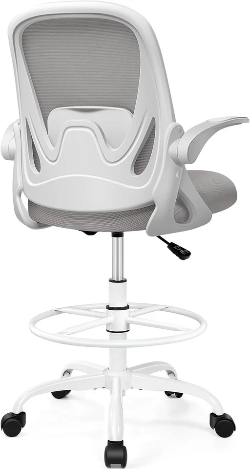 Rolling Stool with Back Support - Adjustable Foot Rest Ring - Image 3 of 4