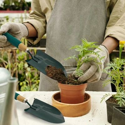 NTI 2 X HEAVY DUTY GARDEN HAND TROWEL TOOL GARDENING WOODEN HANDLE GRIP DIGGING NEW