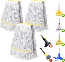 KeFanta 3 Pack Heavy Duty Commercial Mop Head Yellow 16 Ounce 3pack 