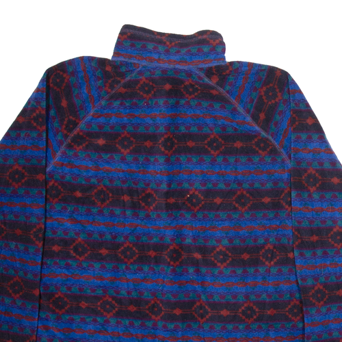 EDDIE BAUER Womens Patterned Fleece Blue Fair Isle 1/4 Zip Tight Knit XL - Picture 4 of 6
