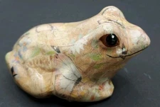 Decoupage POTTERY HANDMADE FLORAL FROG FIGURINE ENGLAND 2" X 4" Global Studios 