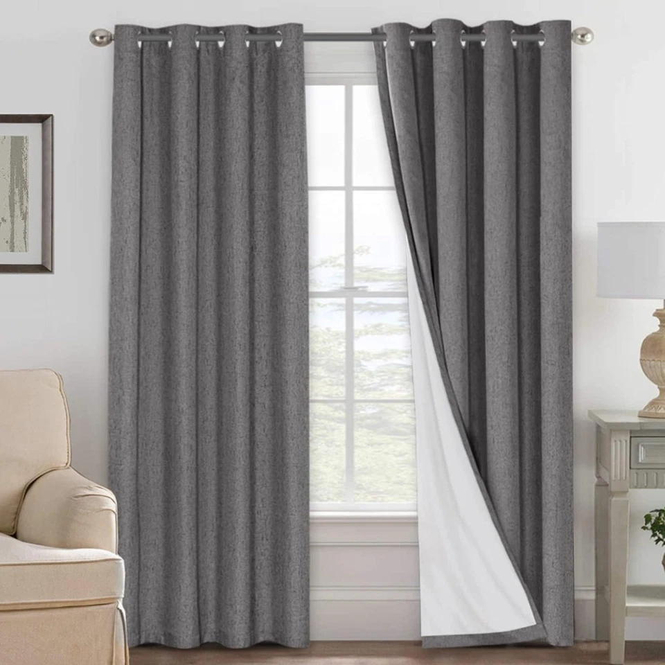 Elegant Grey Linen Draperies - Energy Saving, Noise Reducing - Image 3 of 4