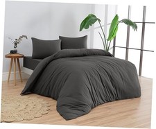 100 Cotton Jersey Duvet Cover Set - Ultra Soft  King/Cal King Anthracite