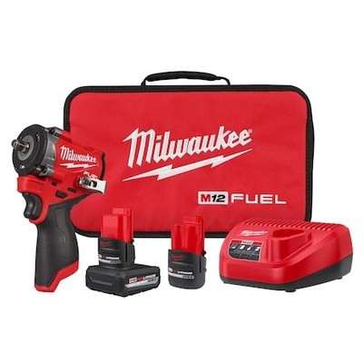 Milwaukee Tool 2562-22 M12 Fuel Stubby 3/8'' Impact Wrench Kit W/ Xc5.0 And Cp2.5