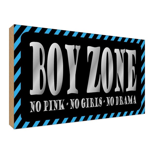 Holzschild 12X18 Cm Boy Zone No Pink Girls Drama Dekoration Deko Geschenk Holz S-image