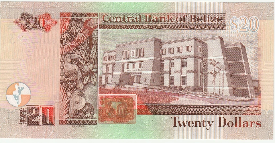 Belize $20 Dollars Banknote 2012 Uncirculated Condition Pick#72 - Image 2 of 2