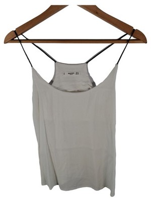 MANGO Casual Damen Top Shirt Ärmellos Träger Weiß Gr. 34 XS
