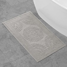 Cotton StoneWash Medallion Bath Rug 21x34 inch Gray Blue Bathroom Mat